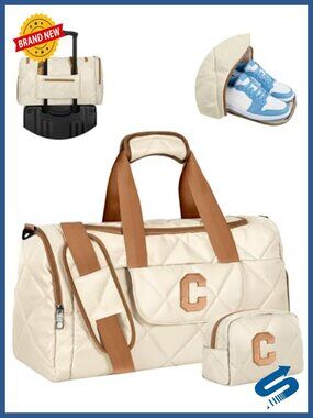 Monogram Duffle Bag Travel Weekender Gym Bag with Shoe Compartment
